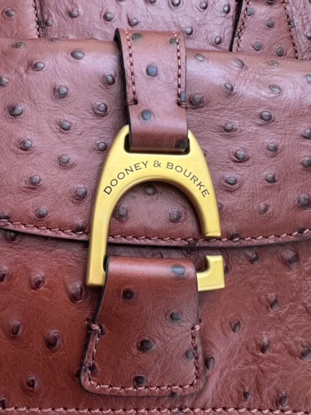 Dooney & Bourke Ostrich Embossed Leather Domed Satchel | Cognac | New with Tags